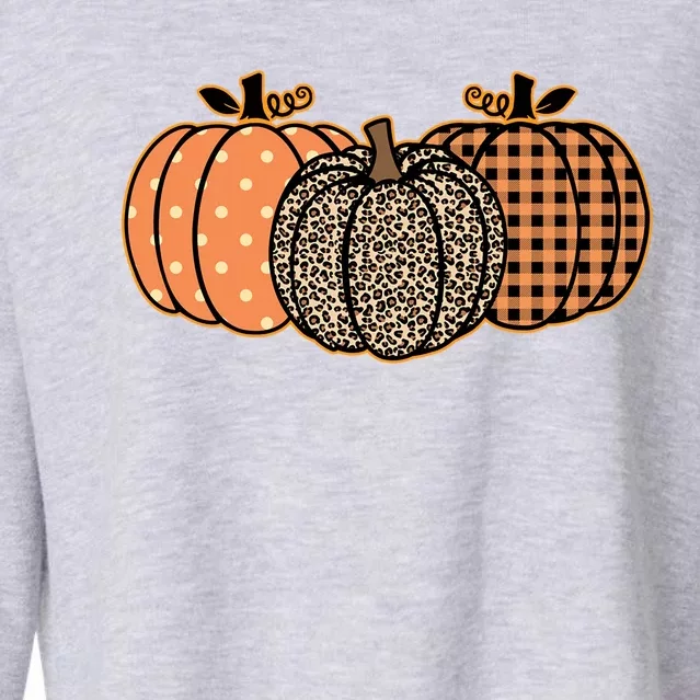 Leopard Print Pumpkin Halloween Fall Autumn Cute Gift Cropped Pullover Crew