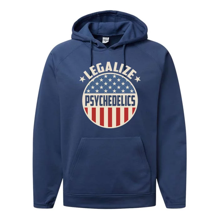 Legalize Psychedelics Pro Freedom Pro America Retro Us Flag Gift Performance Fleece Hoodie