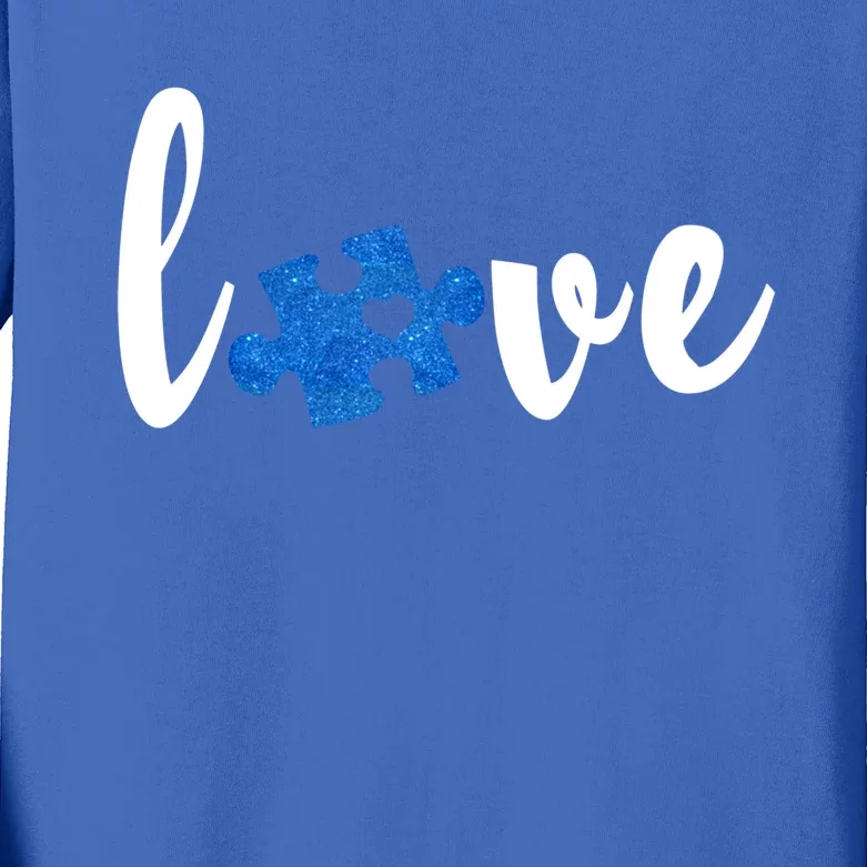 Love Puzzle Pieces Heart Autism Awareness Funny Gift Kids Long Sleeve Shirt