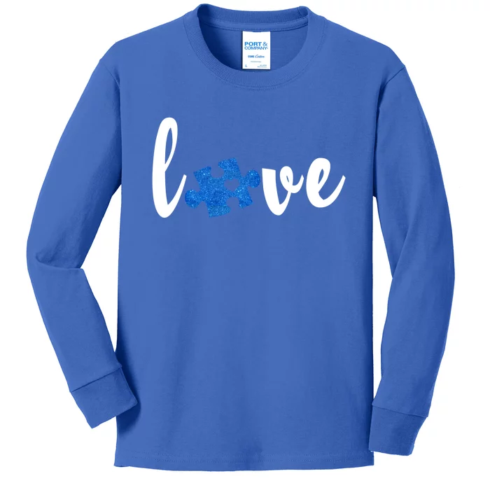 Love Puzzle Pieces Heart Autism Awareness Funny Gift Kids Long Sleeve Shirt