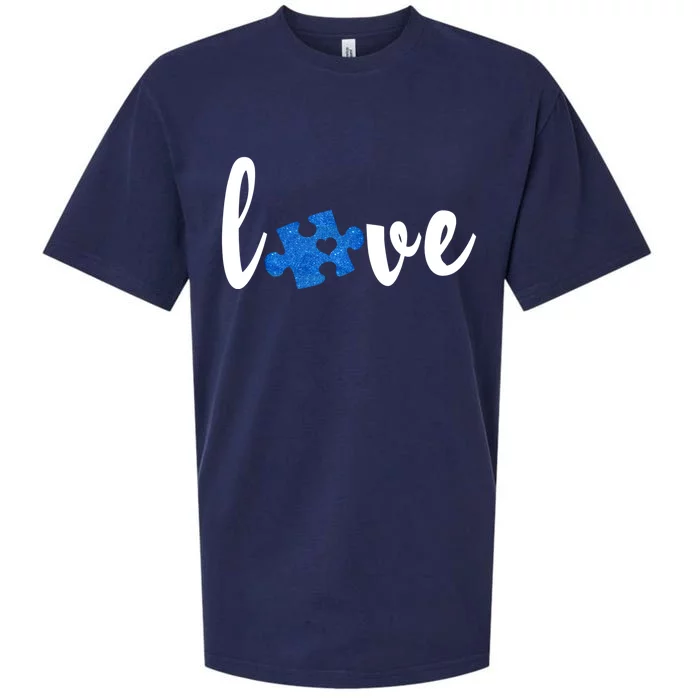 Love Puzzle Pieces Heart Autism Awareness Funny Gift Sueded Cloud Jersey T-Shirt