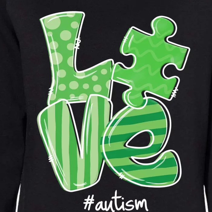 Love Puzzle Piece Autism Awareness St Patrick's Day Gift Womens California Wash Sweatshirt