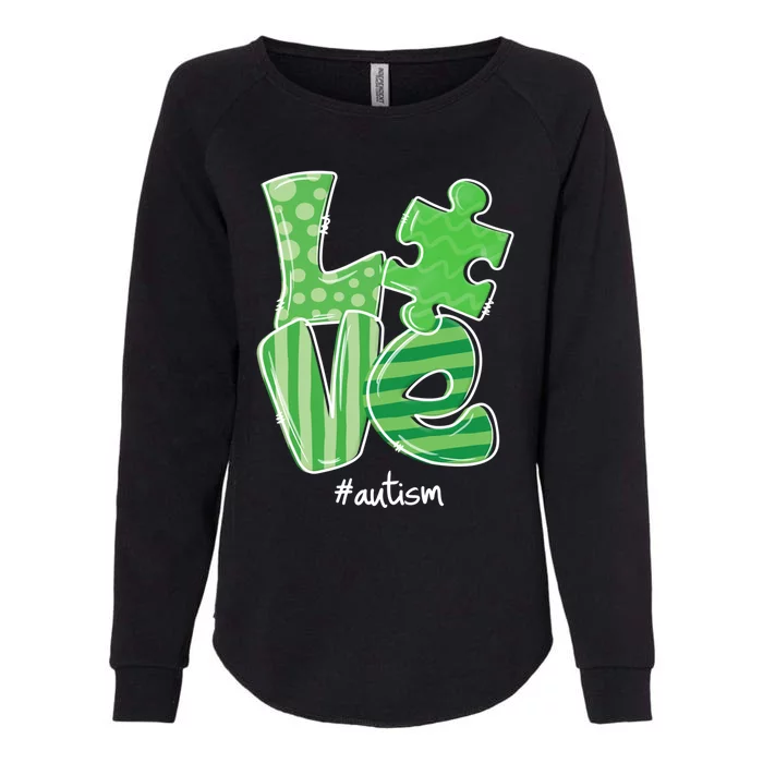 Love Puzzle Piece Autism Awareness St Patrick's Day Gift Womens California Wash Sweatshirt