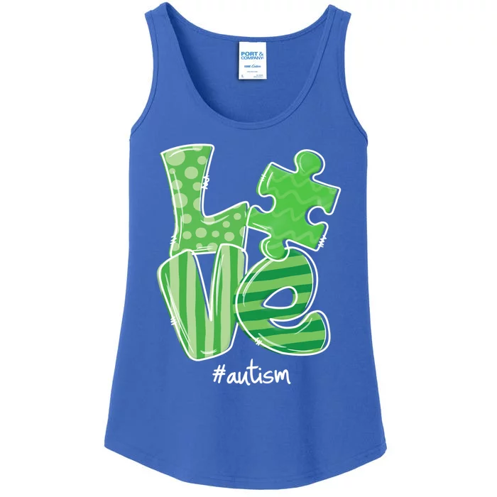 Love Puzzle Piece Autism Awareness St Patrick's Day Gift Ladies Essential Tank