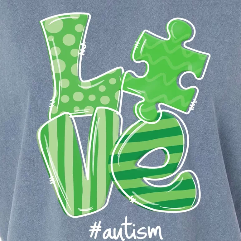 Love Puzzle Piece Autism Awareness St Patrick's Day Gift Garment-Dyed Women's Muscle Tee