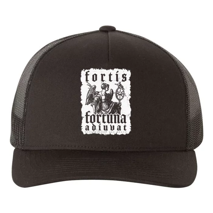 Latin Philosophy Quote Luck Bravery Fortis Fortuna Adiuvat Yupoong Adult 5-Panel Trucker Hat