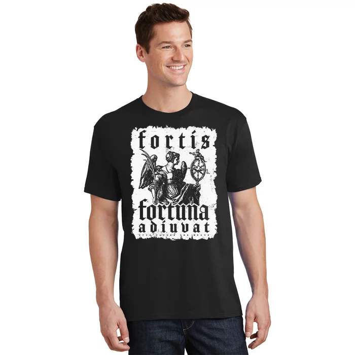 Latin Philosophy Quote Luck Bravery Fortis Fortuna Adiuvat T-Shirt