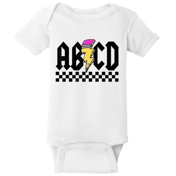 Lightning Pencil Rockn Roll ABCD Back To School Teacher Baby Bodysuit