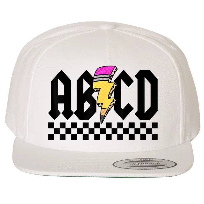 Lightning Pencil Rockn Roll ABCD Back To School Teacher Wool Snapback Cap