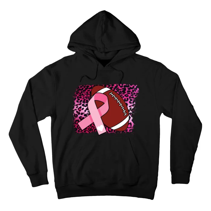 Leopard Pink Ribbon Breast Cancer Football Hoodie