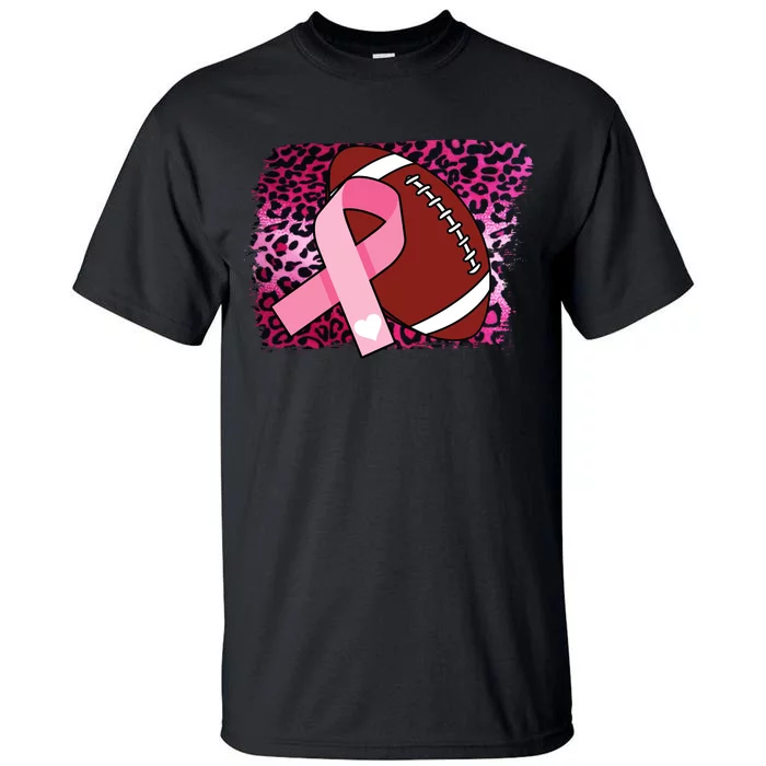 Leopard Pink Ribbon Breast Cancer Football Tall T-Shirt