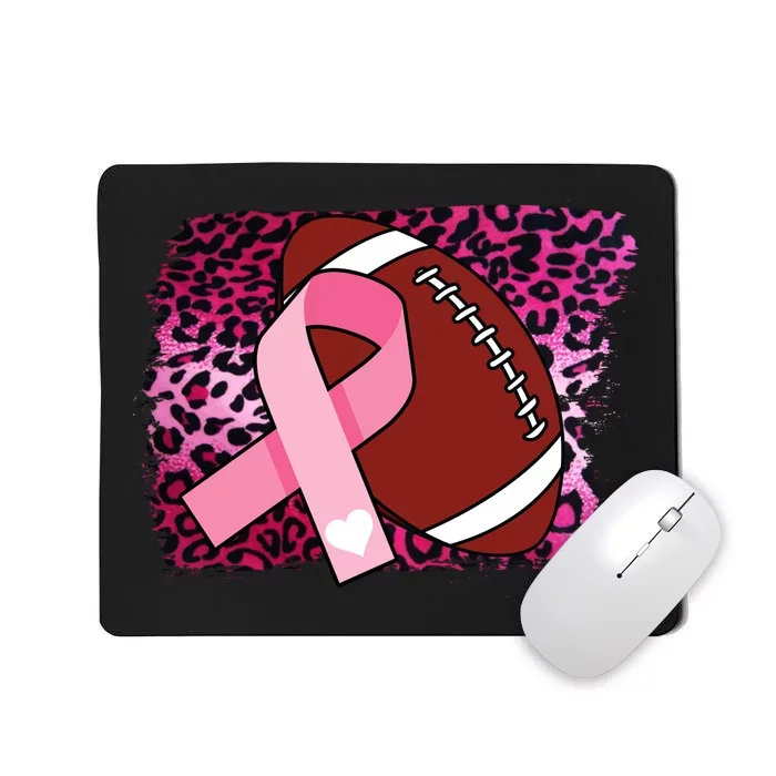 Leopard Pink Ribbon Breast Cancer Football Mousepad