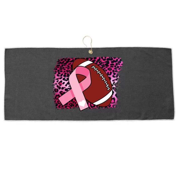 Leopard Pink Ribbon Breast Cancer Football Large Microfiber Waffle Golf Towel