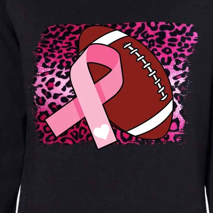 Leopard Pink Ribbon Breast Cancer Football Womens California Wash Sweatshirt