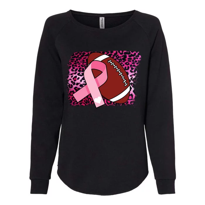 Leopard Pink Ribbon Breast Cancer Football Womens California Wash Sweatshirt