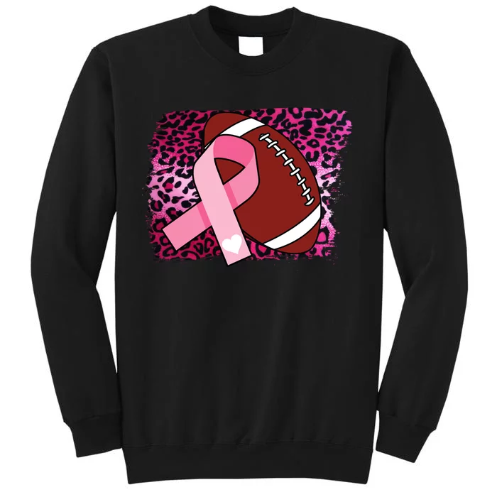 Leopard Pink Ribbon Breast Cancer Football Tall Sweatshirt