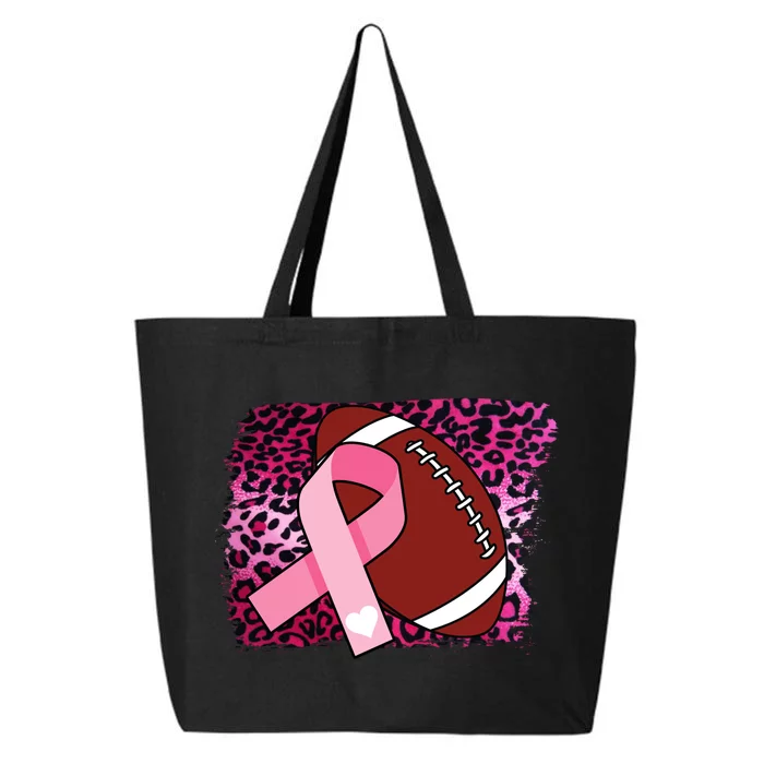 Leopard Pink Ribbon Breast Cancer Football 25L Jumbo Tote