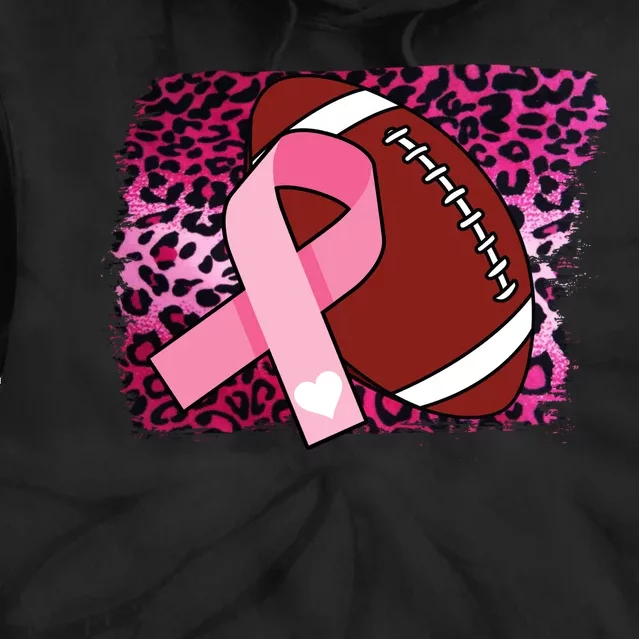 Leopard Pink Ribbon Breast Cancer Football Tie Dye Hoodie