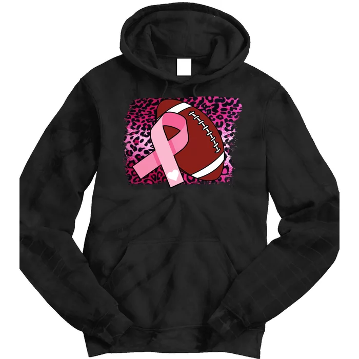 Leopard Pink Ribbon Breast Cancer Football Tie Dye Hoodie