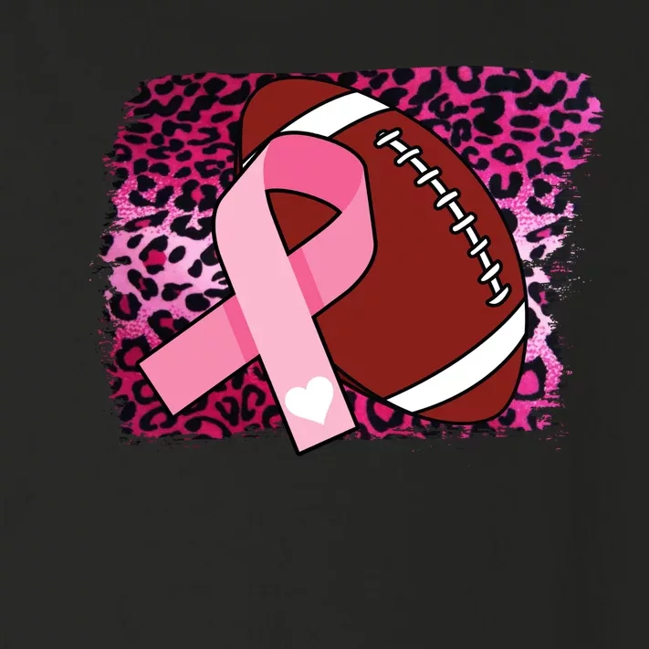 Leopard Pink Ribbon Breast Cancer Football Toddler Long Sleeve Shirt