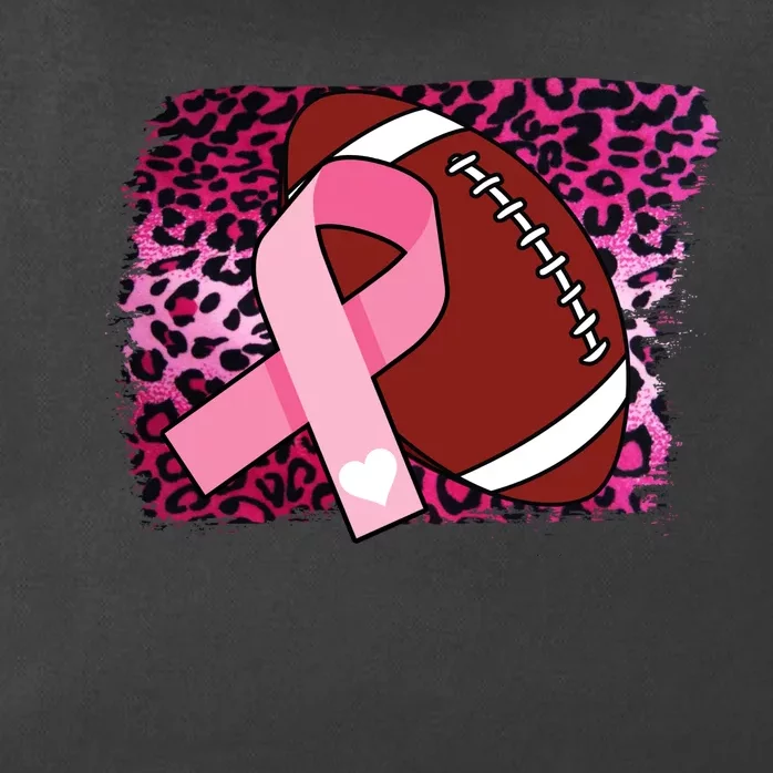 Leopard Pink Ribbon Breast Cancer Football Zip Tote Bag