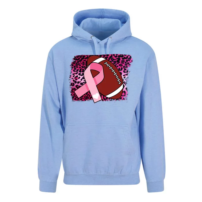 Leopard Pink Ribbon Breast Cancer Football Unisex Surf Hoodie