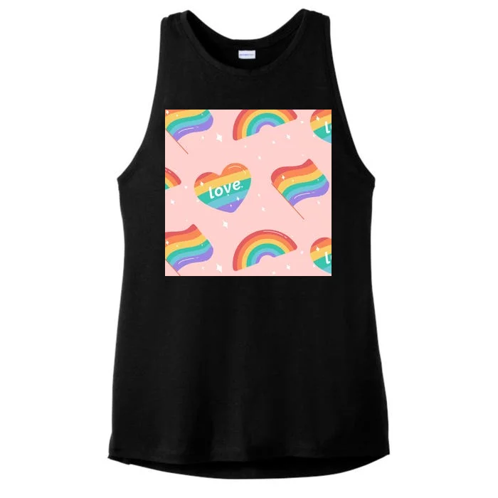 Love Pride Rainbow Flag Ladies Tri-Blend Wicking Tank