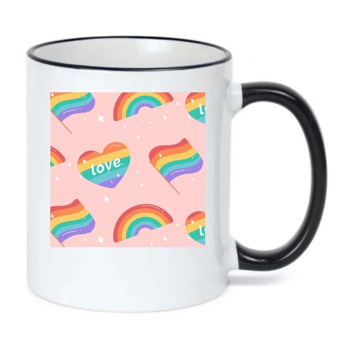 Love Pride Rainbow Flag Black Color Changing Mug