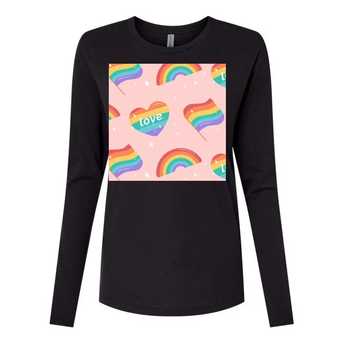 Love Pride Rainbow Flag Womens Cotton Relaxed Long Sleeve T-Shirt