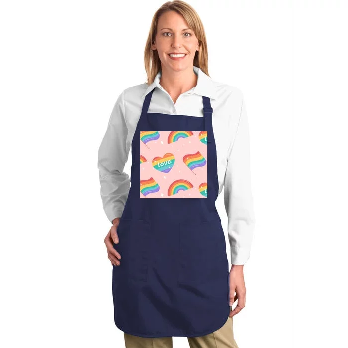 Love Pride Rainbow Flag Full-Length Apron With Pocket