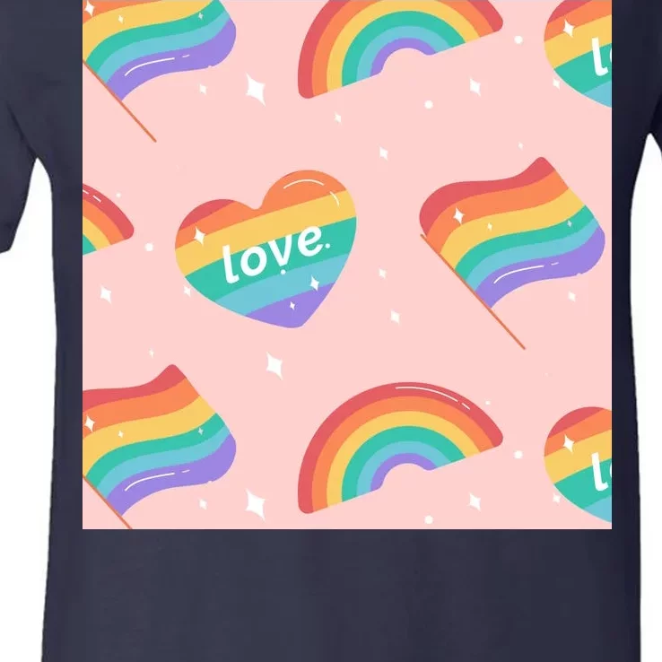 Love Pride Rainbow Flag V-Neck T-Shirt