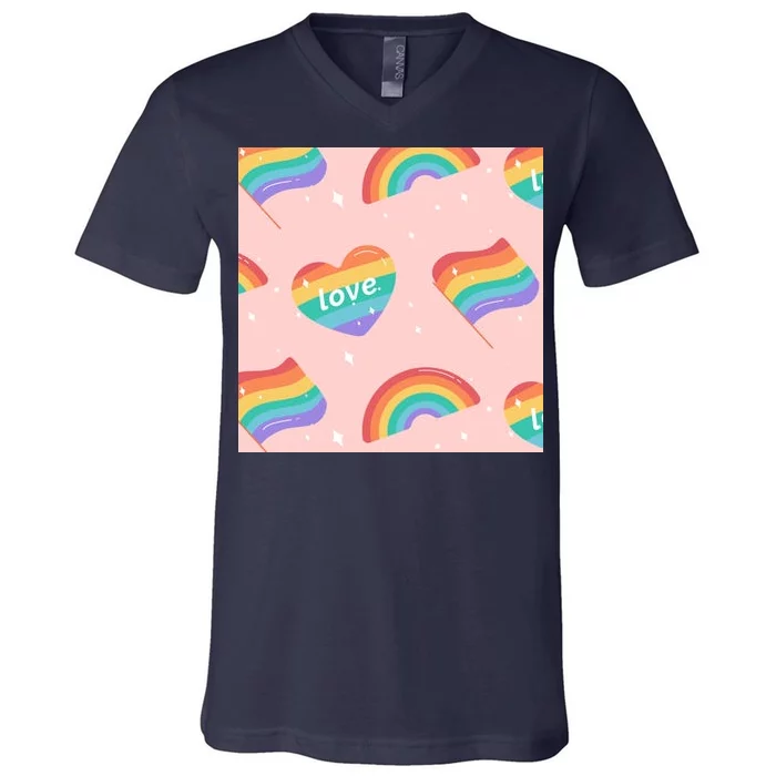 Love Pride Rainbow Flag V-Neck T-Shirt