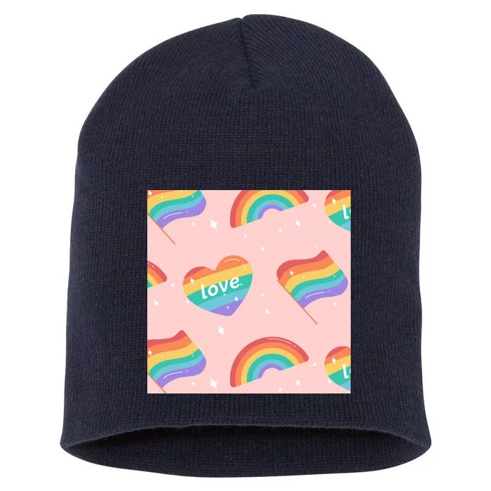 Love Pride Rainbow Flag Short Acrylic Beanie