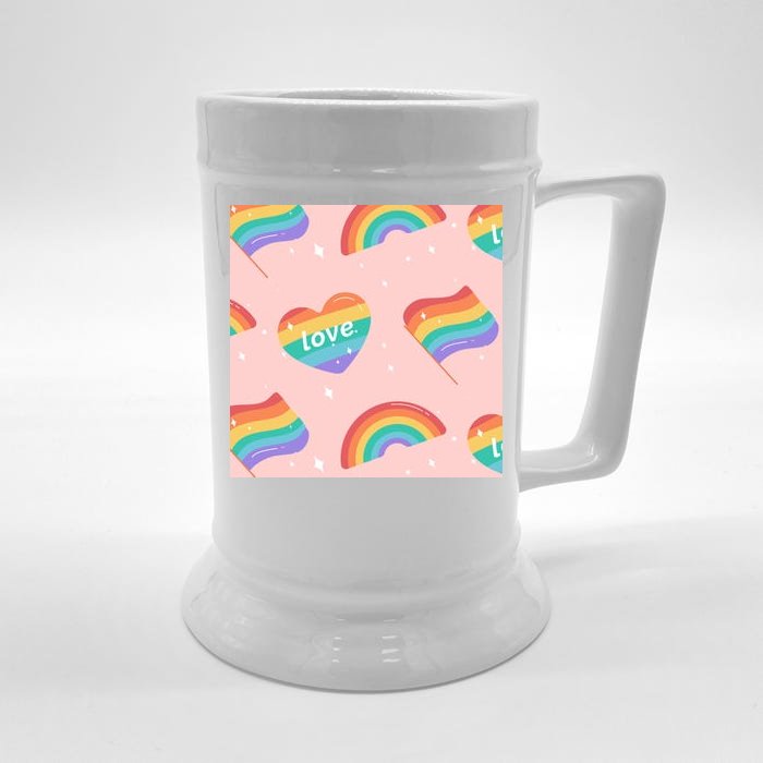 Love Pride Rainbow Flag Front & Back Beer Stein