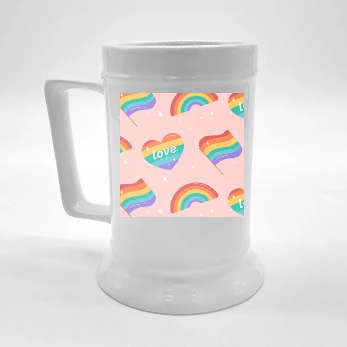 Love Pride Rainbow Flag Front & Back Beer Stein