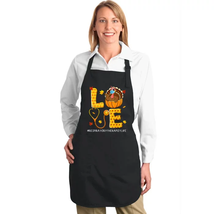 Love Physical Respiratory Therapist Life Thanksgiving Turkey Full-Length Apron With Pocket