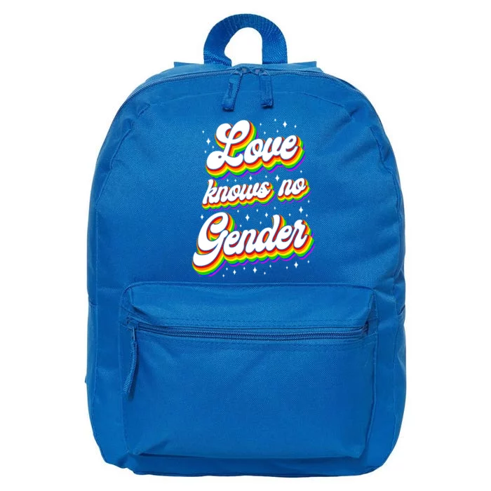 Lgbt Pride Rainbow Love Knows No Gender Gift 16 in Basic Backpack