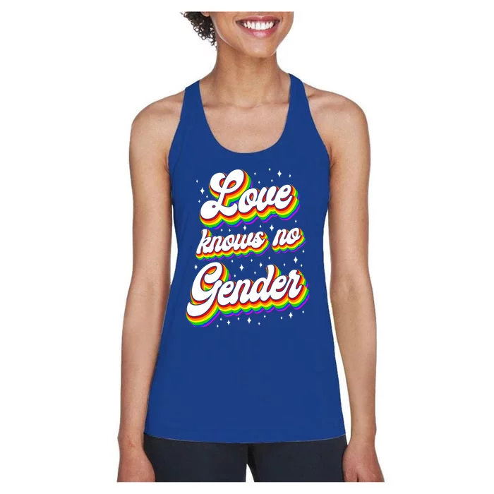 Lgbt Pride Rainbow Love Knows No Gender Gift Women's Racerback Tank