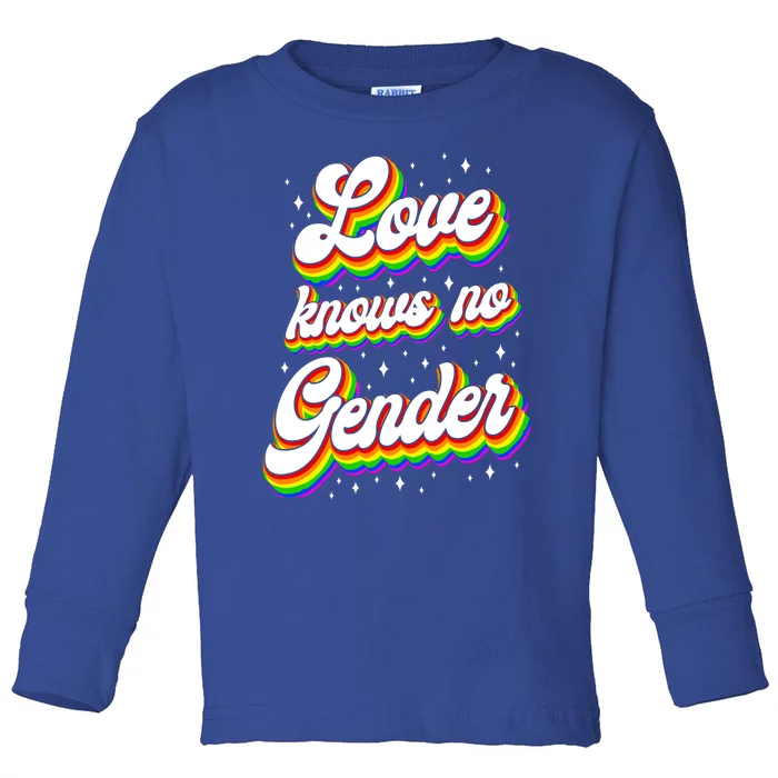 Lgbt Pride Rainbow Love Knows No Gender Gift Toddler Long Sleeve Shirt