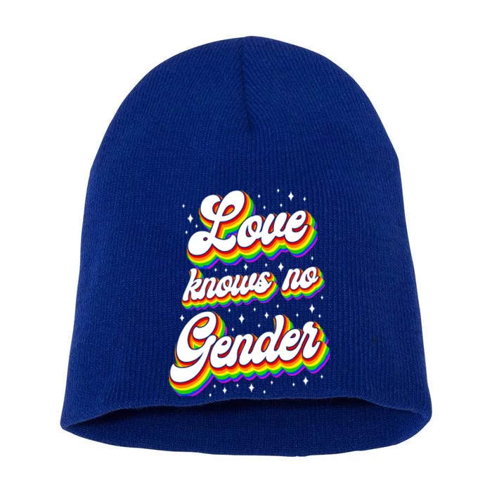 Lgbt Pride Rainbow Love Knows No Gender Gift Short Acrylic Beanie