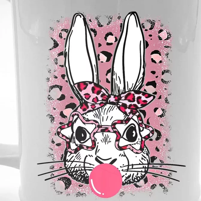 Leopard Print Rabbit Bunny Blowing Bubble Gum Easter Day Gift Front & Back Beer Stein