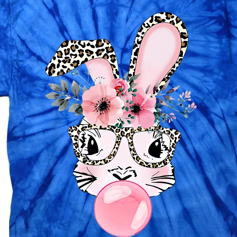 Leopard Print Rabbit Bunny Blowing Bubble Gum Easter Day Gift Tie-Dye T-Shirt