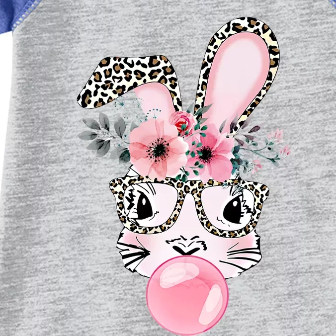 Leopard Print Rabbit Bunny Blowing Bubble Gum Easter Day Gift Infant Baby Jersey Bodysuit