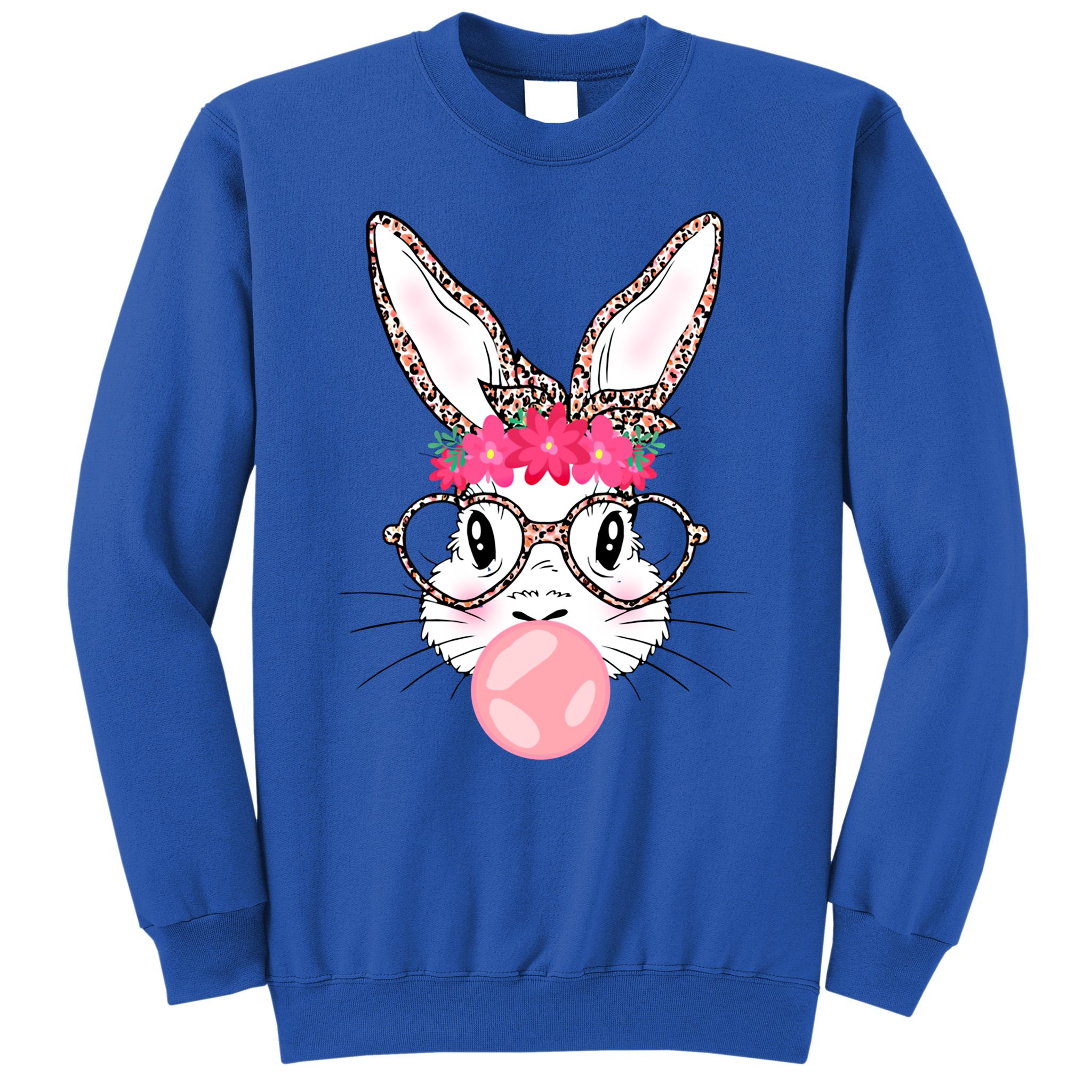 Leopard Print Rabbit Bunny Blowing Bubble Gum Easter Day Tee Cool