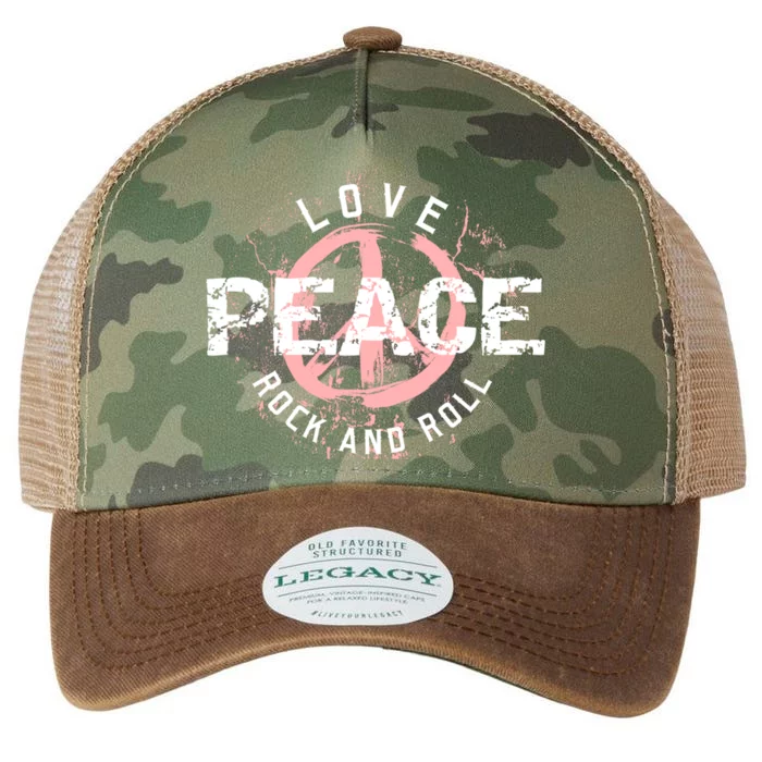 Love Peace Rock And Roll Saying Rocker Freedom Motif Gift Legacy Tie Dye Trucker Hat