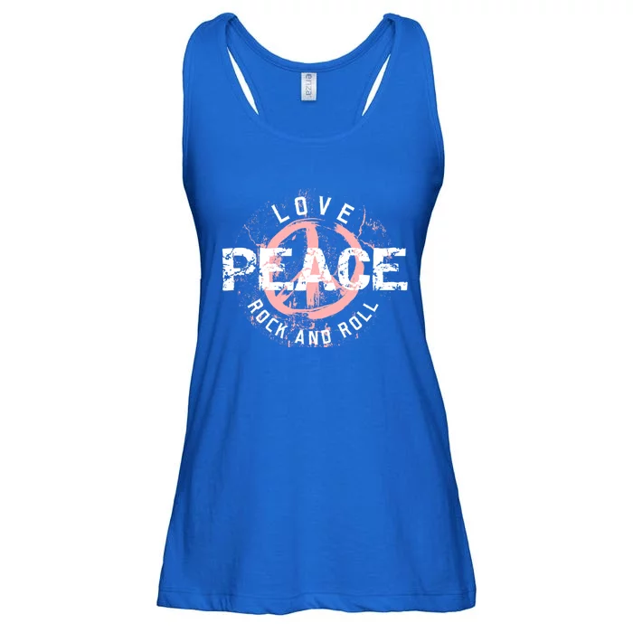 Love Peace Rock And Roll Saying Rocker Freedom Motif Gift Ladies Essential Flowy Tank