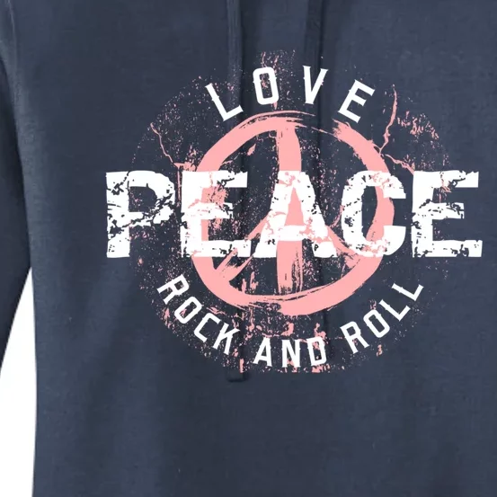 Love Peace Rock And Roll Saying Rocker Freedom Motif Gift Women's Pullover Hoodie