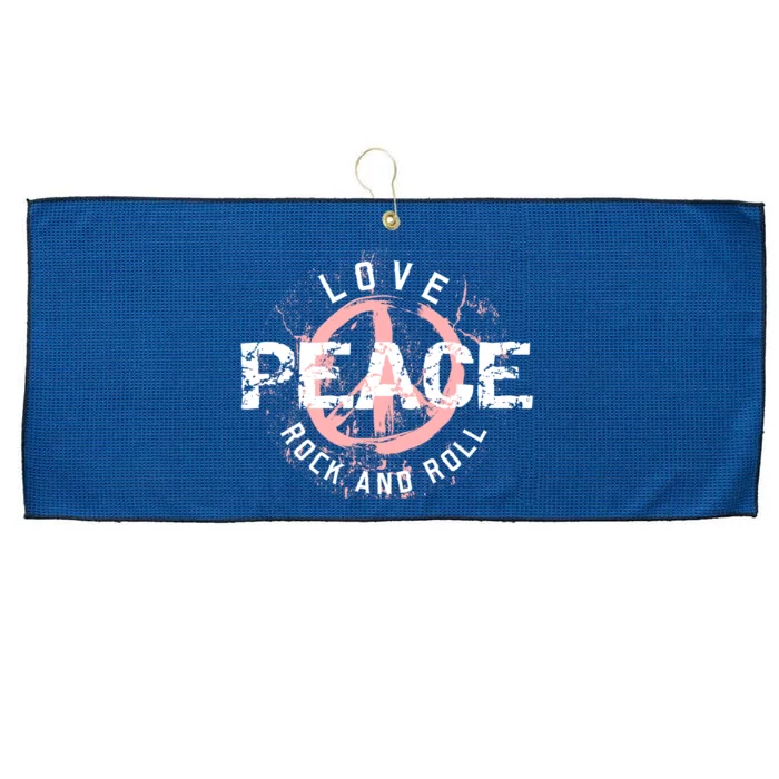 Love Peace Rock And Roll Saying Rocker Freedom Motif Gift Large Microfiber Waffle Golf Towel