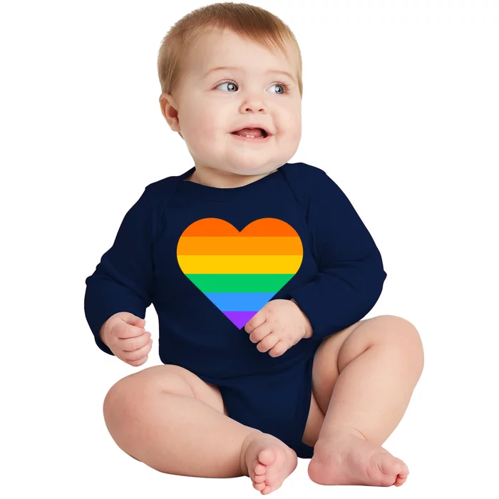 Lgbt Pride Rainbow Color Flag Heart Love Awareness Cool Gift Baby Long Sleeve Bodysuit