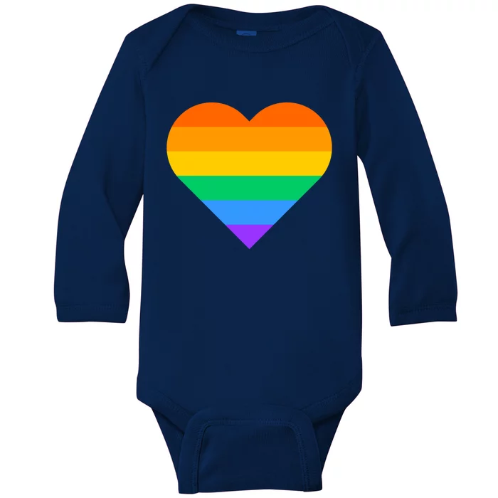 Lgbt Pride Rainbow Color Flag Heart Love Awareness Cool Gift Baby Long Sleeve Bodysuit